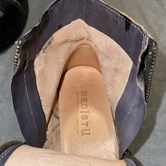 Bed Stu Bonnie Women Ankle Boots Blue Maroon Leather Stitching Zipper Laces 9 - Picture 8 of 16